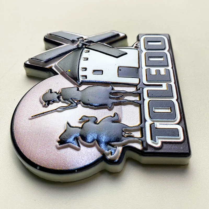 3D Resin Refrigerator Magnet - Toledo, Spain - Windmill and Pilgrims - Strong Magnet for Home Decor