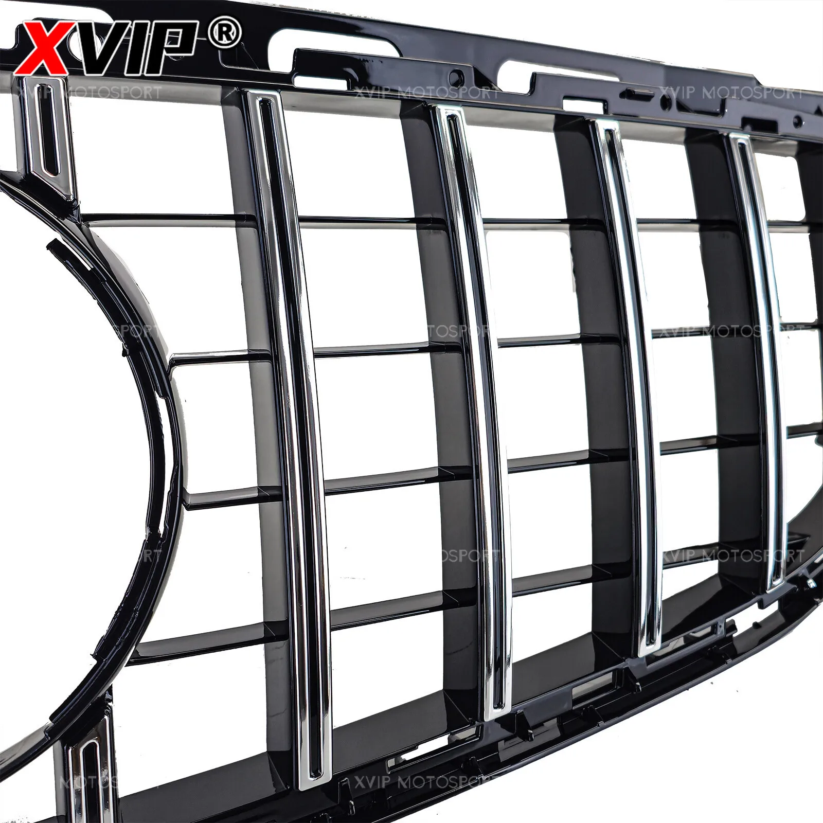 شبكة المصد الأمامي طراز XVIP كروم فضي GTR لسيارة Mercedes Benz E-Class W212/S212 14-16 E200 E250 E300 E350 E400 E500 Grill #5