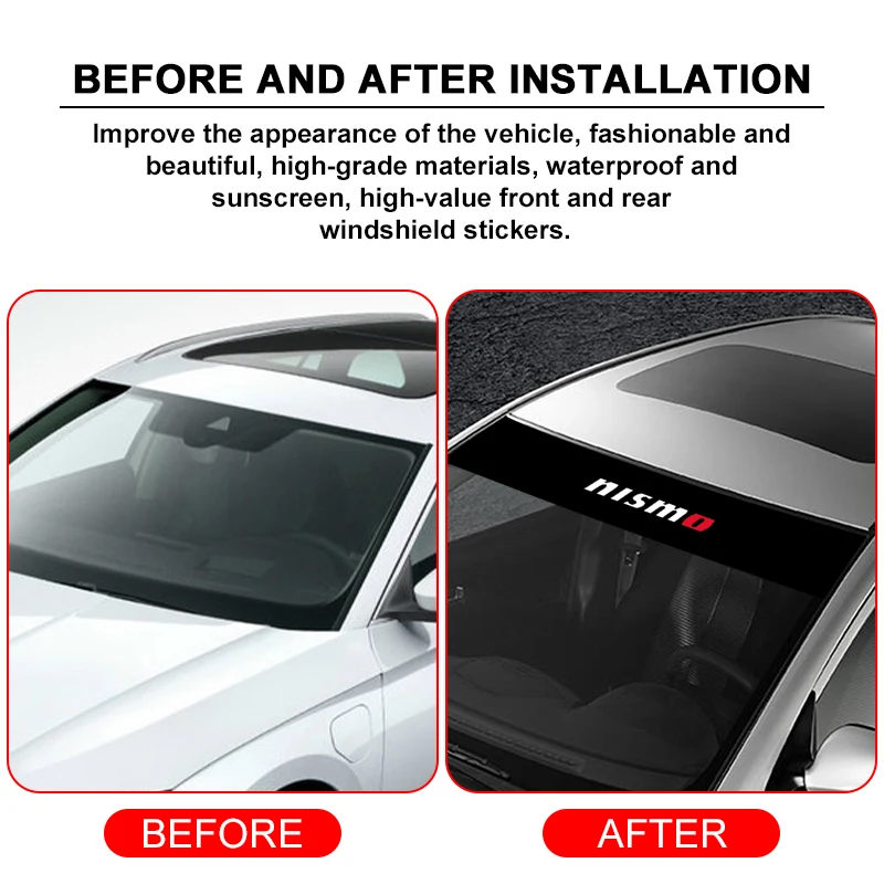 Car Sunshade Stickers Auto Front Windshield Decorative Decals For Nismo Nissan Almera Tiida Juke Teana Qashqai 350Z 370Z GTR