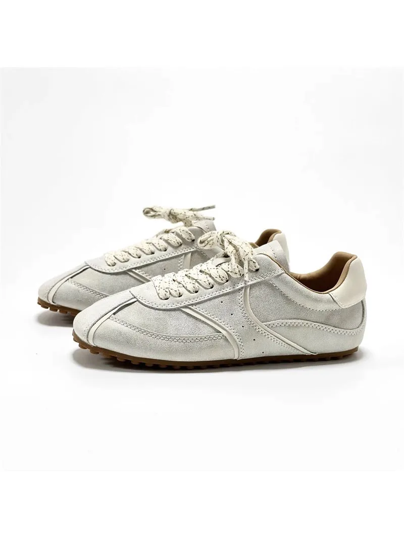 Retro Hong Kong Sle Women's Spring Soft Bot Lightweight Leather Running oes Anti-slip Casual Sports Dequan ow Small ...