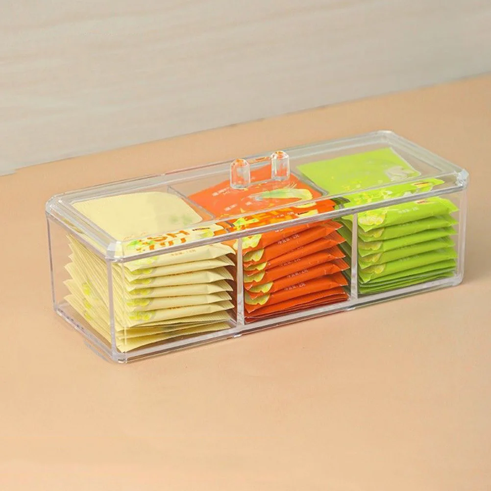 Tea Bags Chest Divided Organizer Pantry Organization and Storage Stand Holder Plastic Office