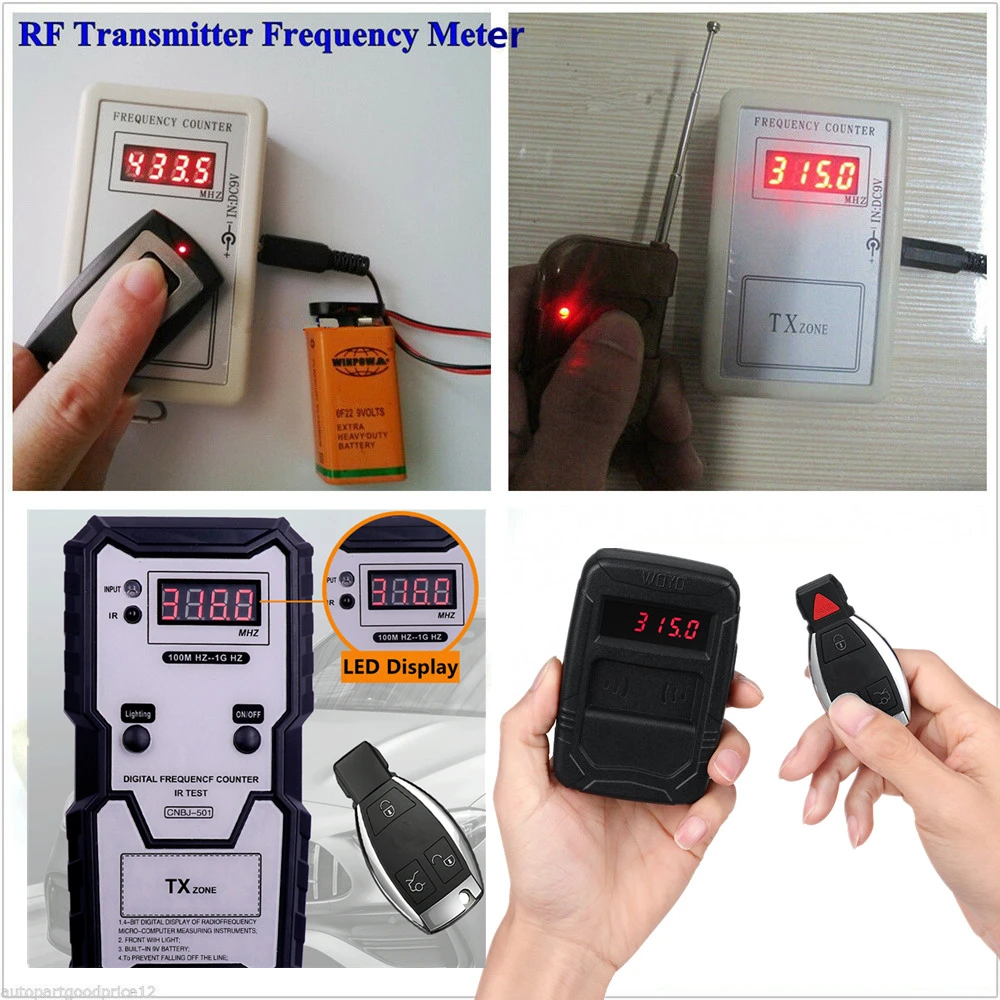 Car Garage Remote Frequency Meter RF Transmitter Counter for Car Remote Key Cymometer Detector Frequency Tester Frequency Read