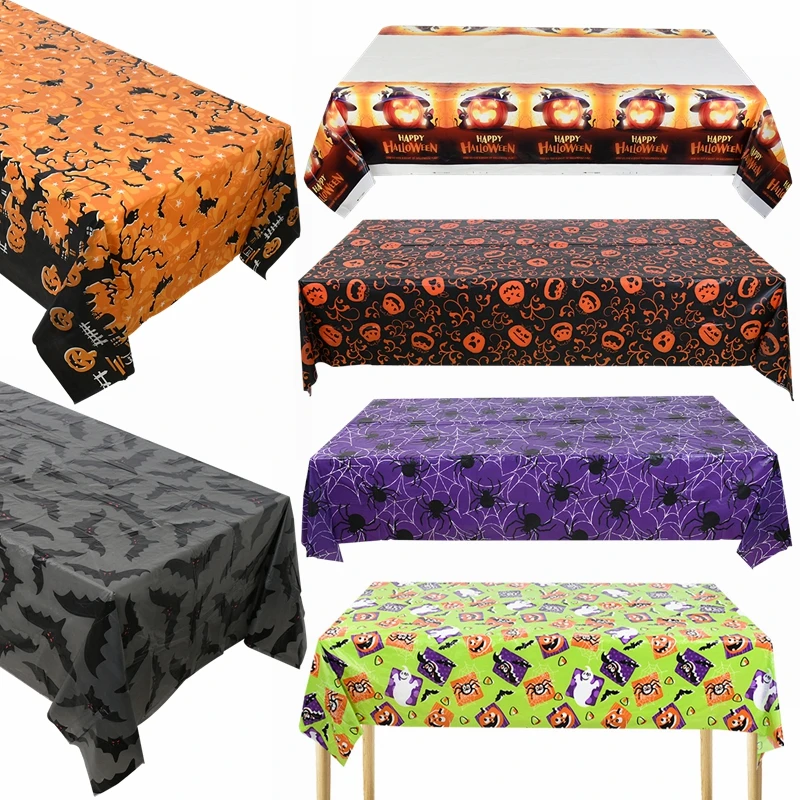 

Halloween Disposable Tablecloth Decoration Pumpkin Bat Spider Printed Table Cover Halloween Festival Party Home Decor Supplies 7