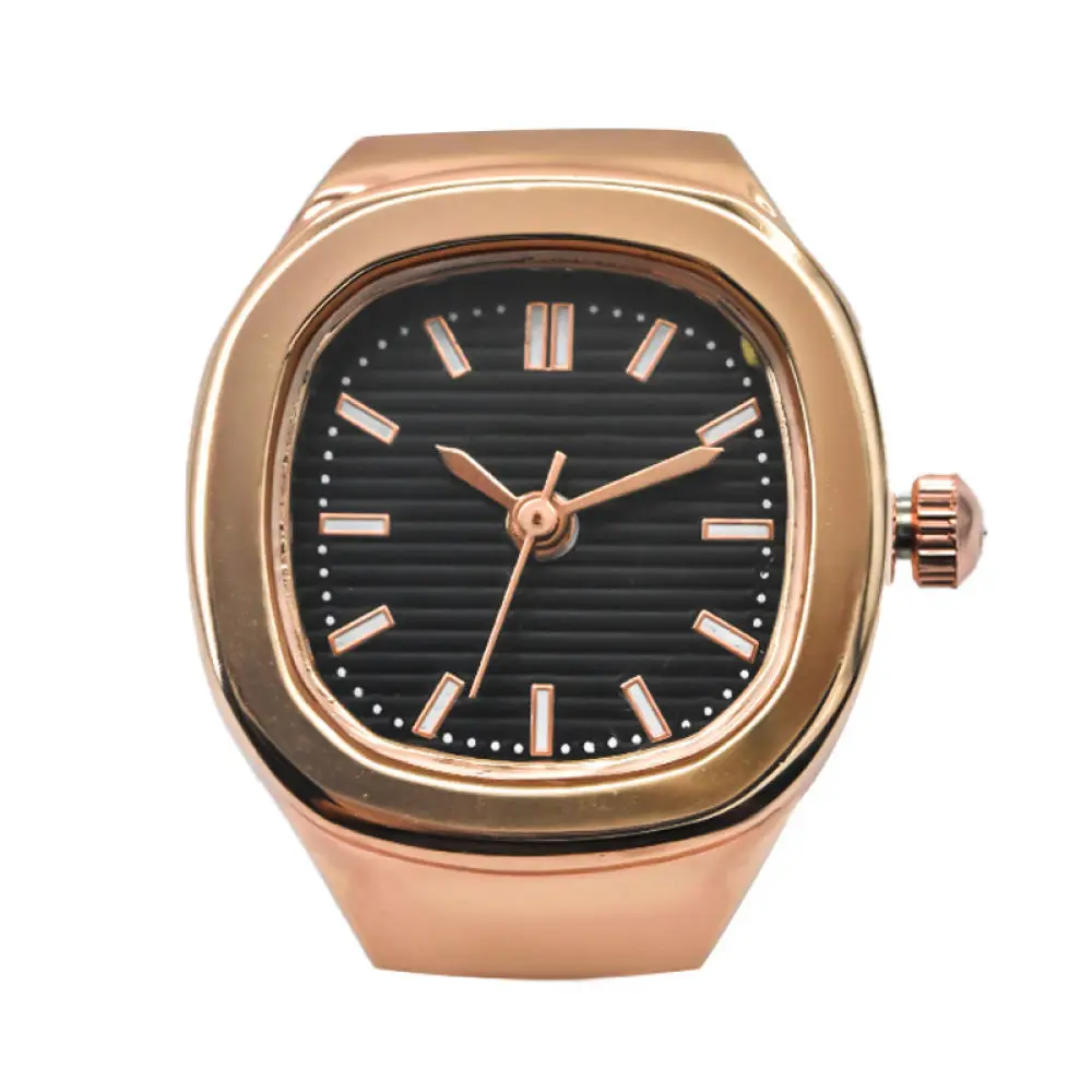 Creative Square Finger Watch Quartz Alloy Ring Clock Unisex Minimalist Student Couple Fashion Jewelry Accessories