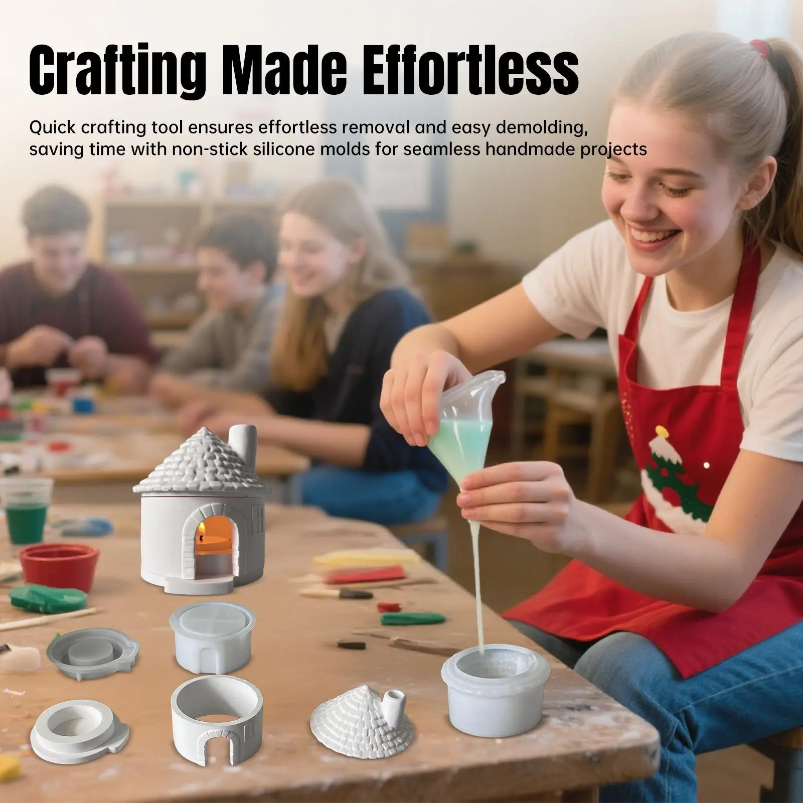 

Рождественский дом, форма для подсвечника, 3D силиконовая форма для подсвечника, форма для ароматерапии для комнаты, офиса, Дня благодарения, дня рождения