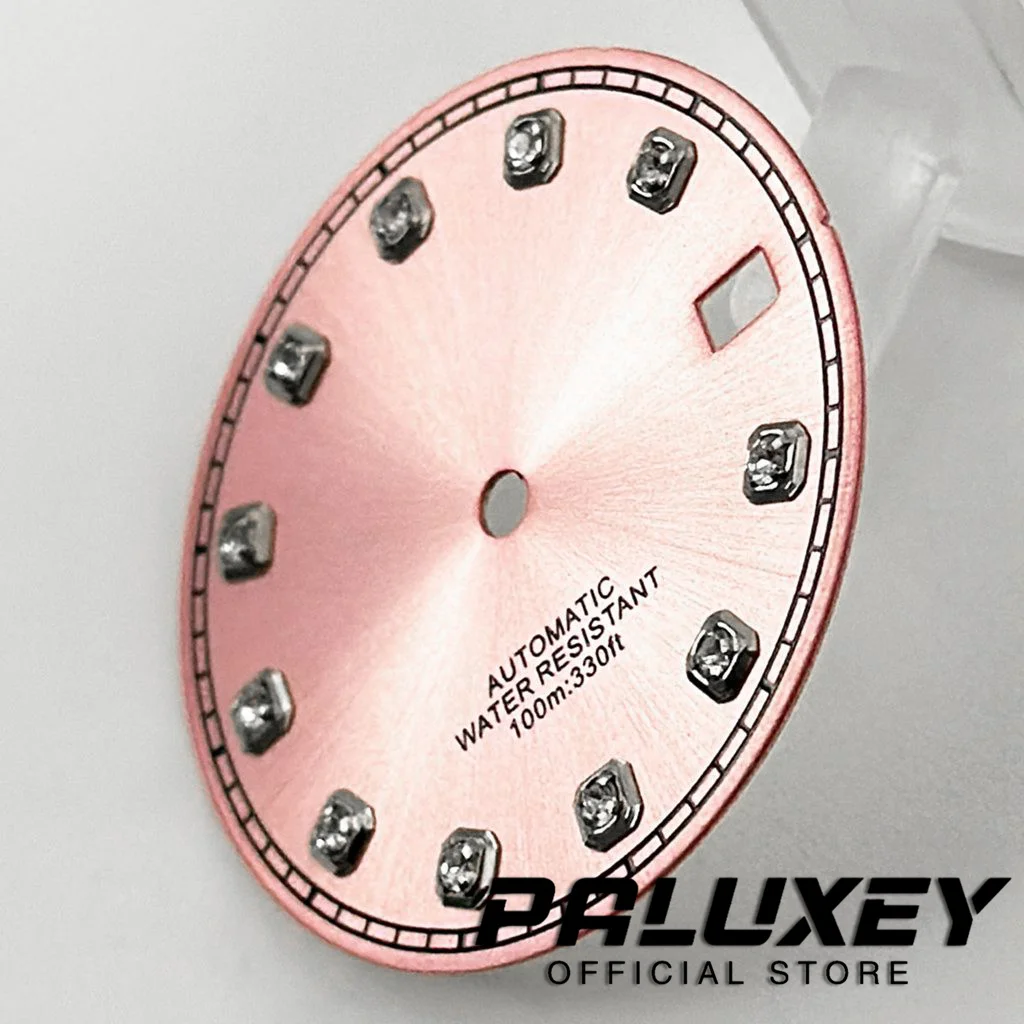 핑크 시계 다이얼, NH35A 4R35 무브먼트, 멸균 시계 페이스 교체 부품, 29mm