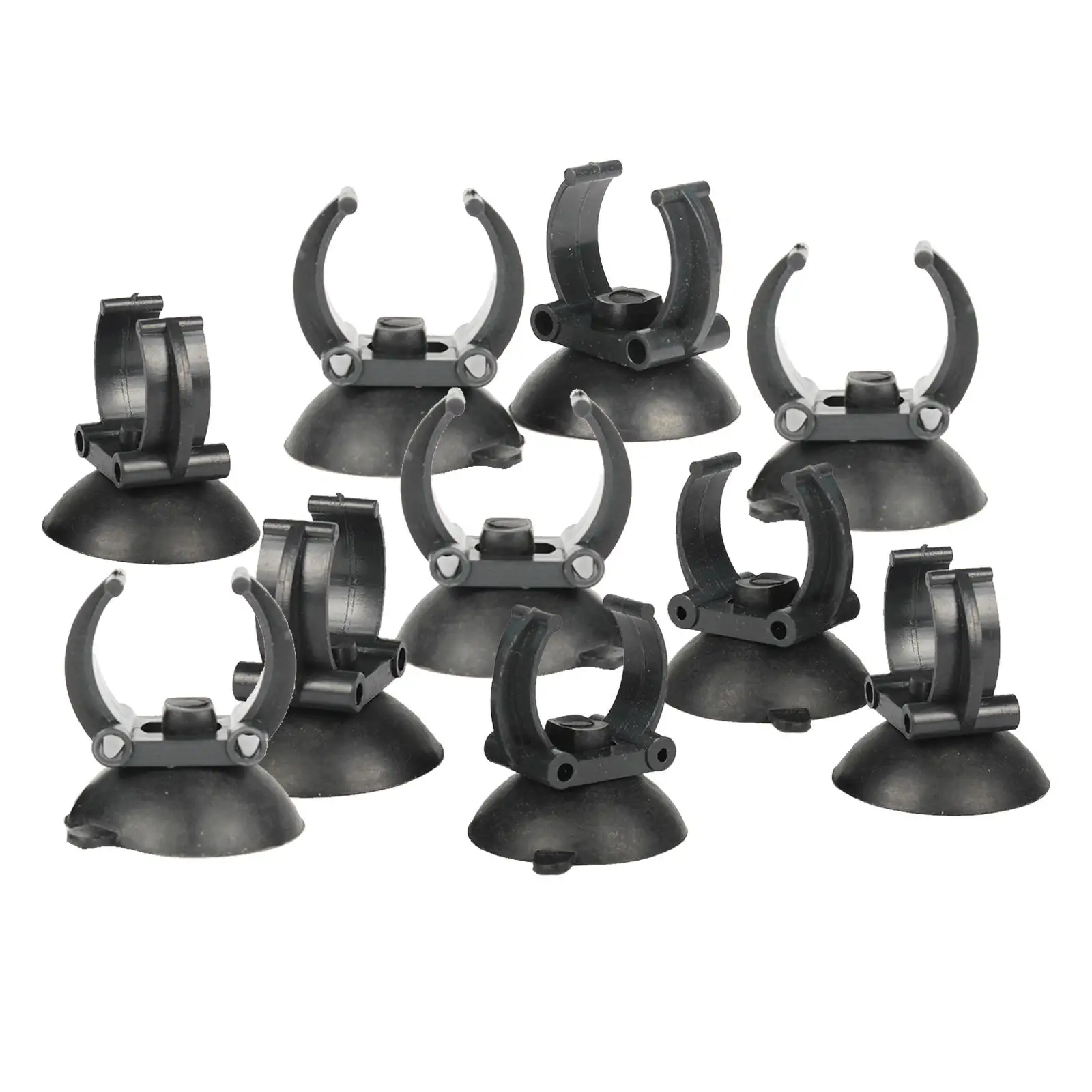 10Pcs Fish Tank Aquarium Suction Cups Heater Tube Holder Clamps Clips Aquarium Light Suction Clips 35mm Diameter, Black