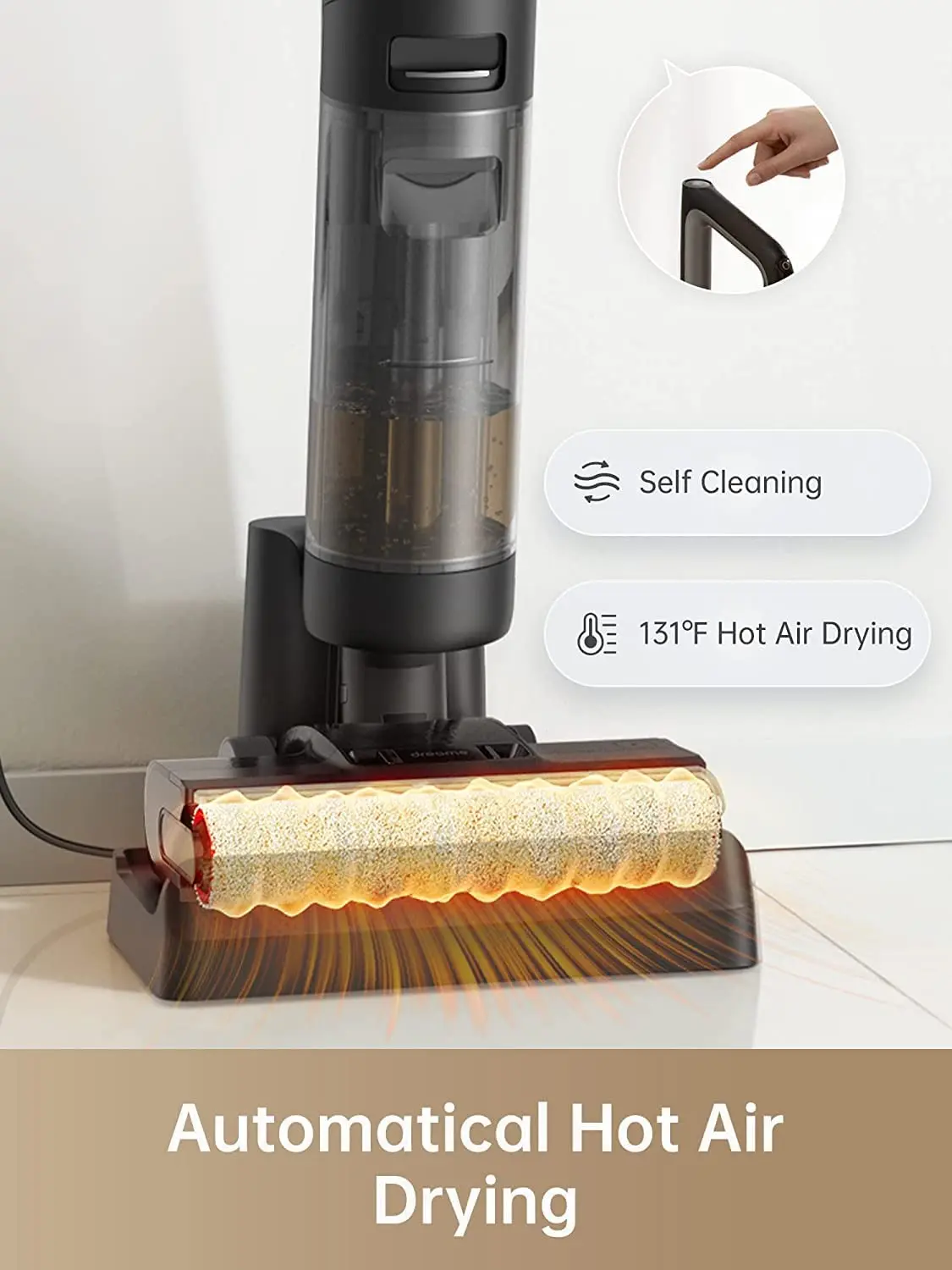 Dreametech-H12 PRO Wet Dry Aspirador, Smart Floor Cleaner, sem fio e esfregão para pisos duros, secagem a ar quente