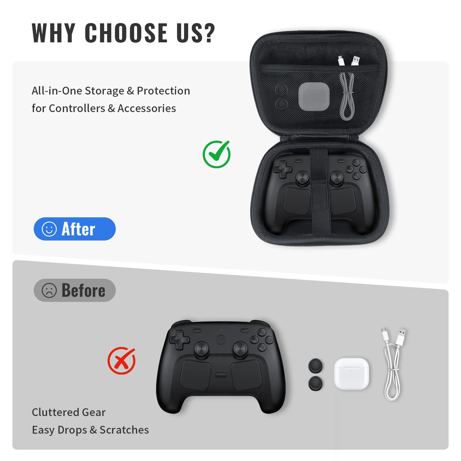 Universal Protective Controller Travel Carrying Case Compatible with Steam Controller 2026 for Xbox/PS/Switch 2 Pro Controller view 6