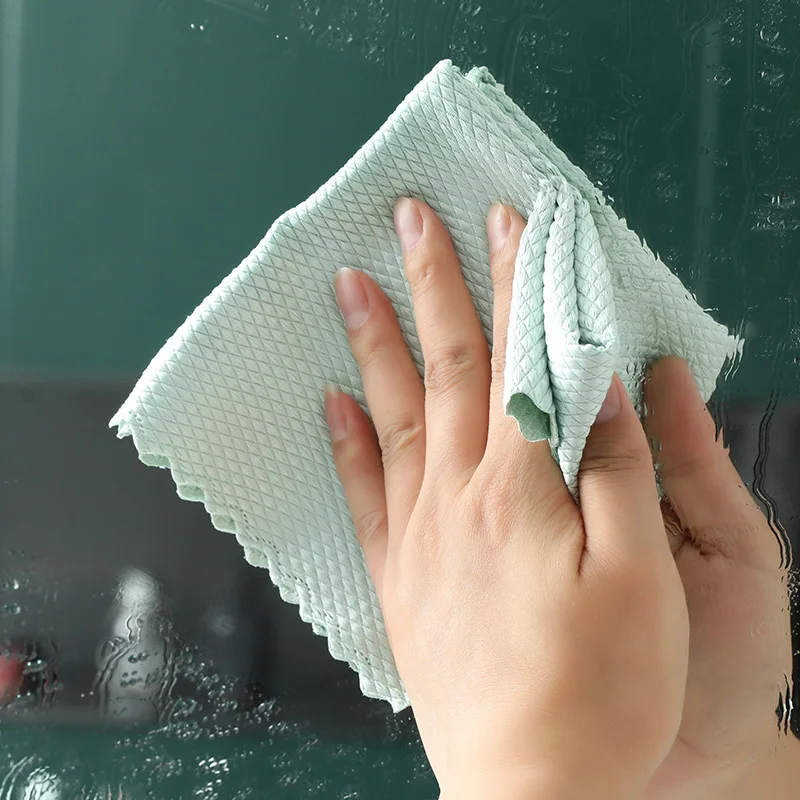 1/5pcs No Trace Fish Scale Cleaning Rag For Windows Car Kitchen Mirror Reusable Microfiber Lint-free Cleaning Cloth