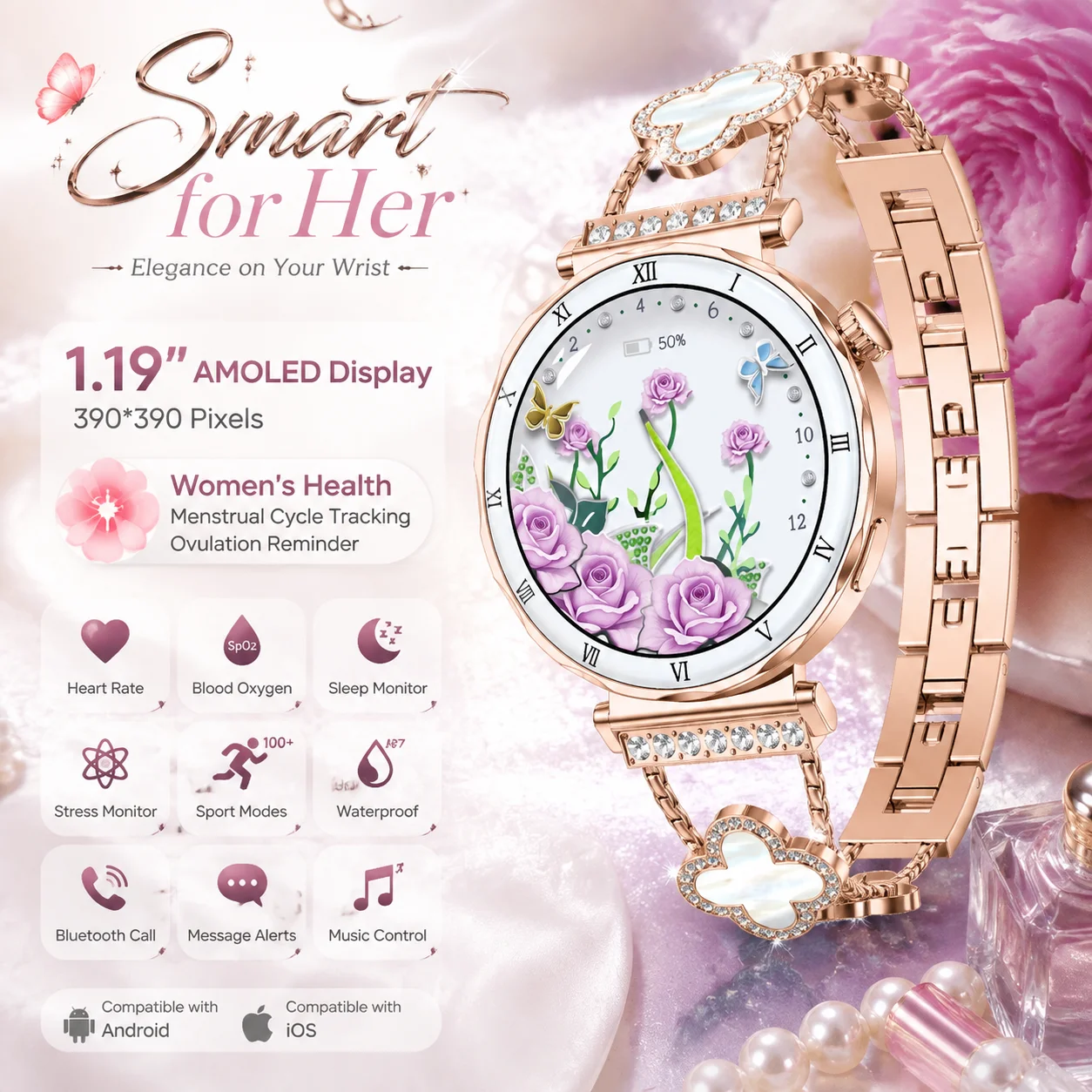 Smartwatch Custom - Relógio Inteligente Feminino LIGE Novo com