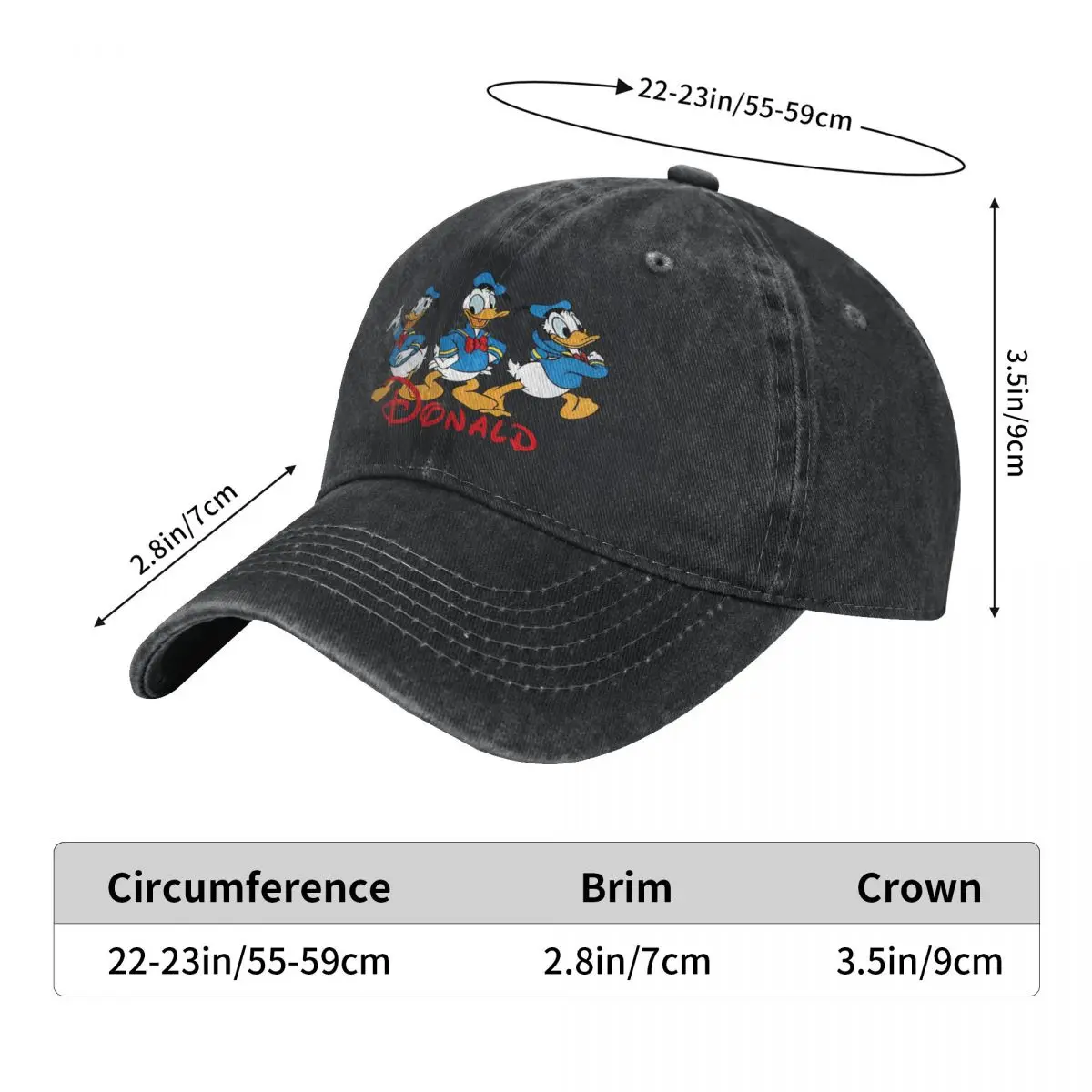 Miniso Donald Duck Funny Print Baseball Cap y2k Retro Couple Women Hip Hop Hats Sun-Proof Hiking Fishing Baseball Caps Gift