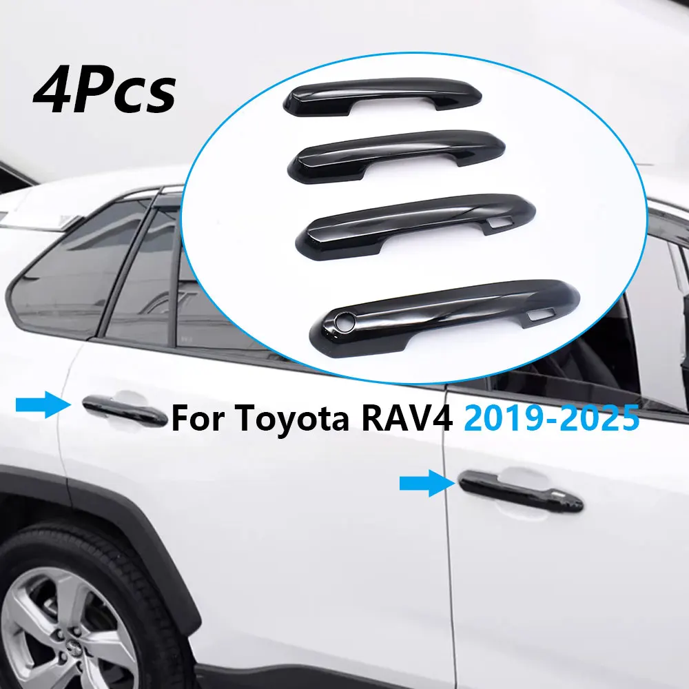 

Glossy Black For Toyota Rav 4 2019-2022 With (2 Smart Keyholes) Door Handle Decorative Shell Protector Cover Trim Accessories