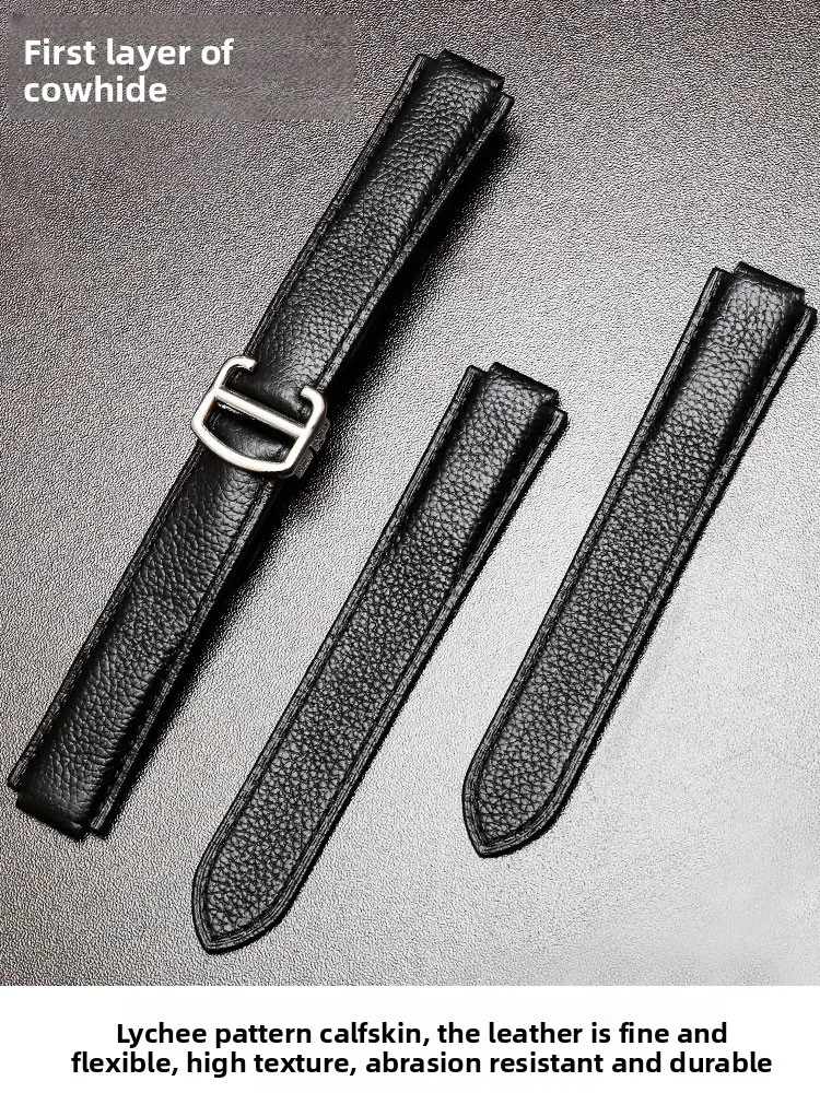 حزام ساعة من الجلد الطبيعي لخزان كارتييه الأزرق بالون ناعم ومريح بنمط ليتشي ملحقات حزام الساعات 18 × 11 مم 20 × 12 مم