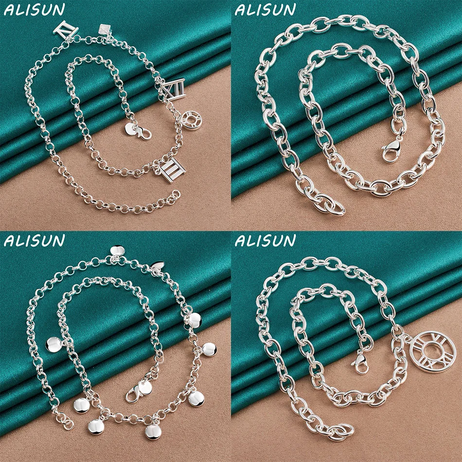 

ALISUN 925 Sterling Silver 45cm Necklace For Women Men Charm Trend Birthday Gifts Fashion Party