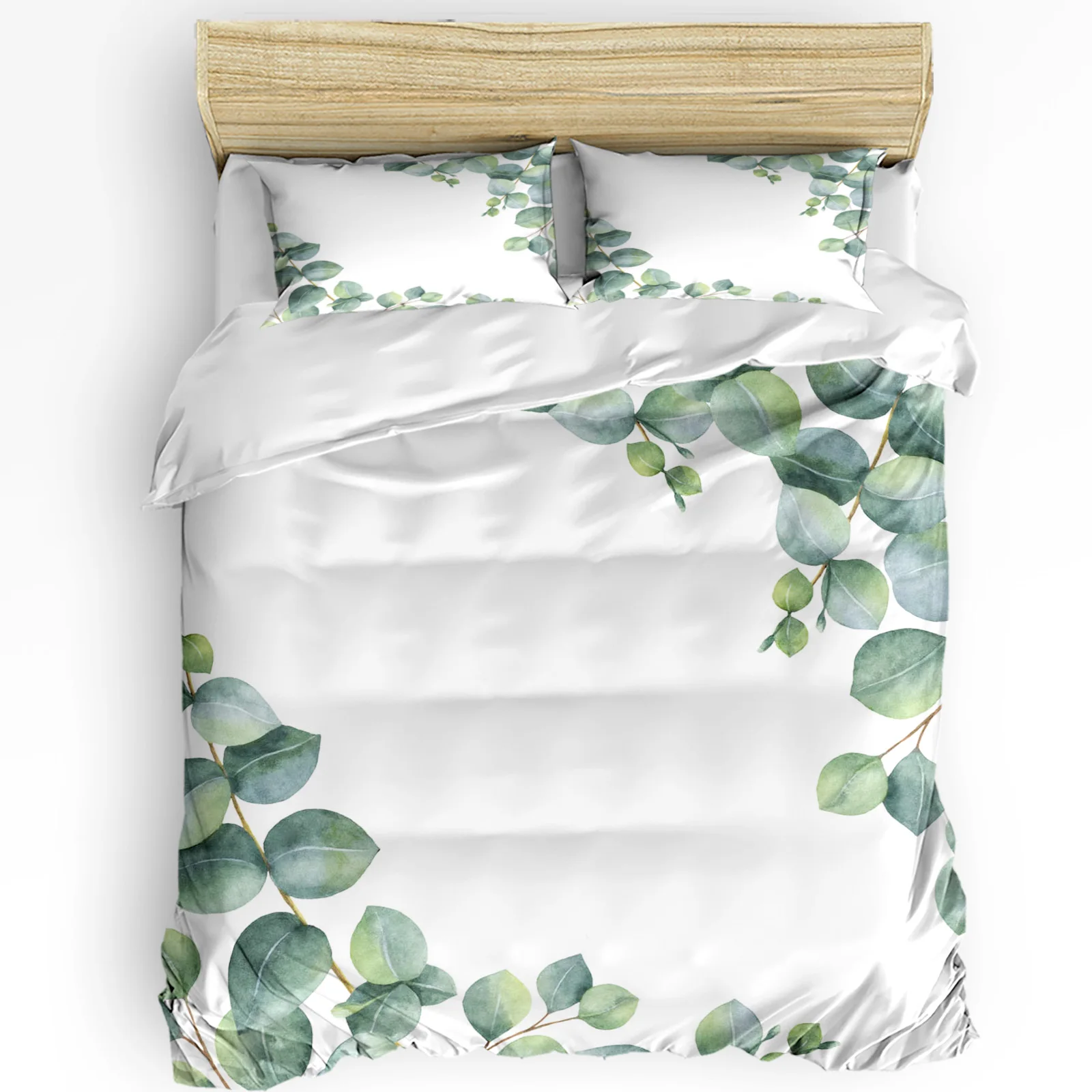 

Eucalyptus Green Leaves Plant 3pcs Bedding Set For Bedroom Double Bed Home Textile Duvet Cover Quilt Cover Pillowcase