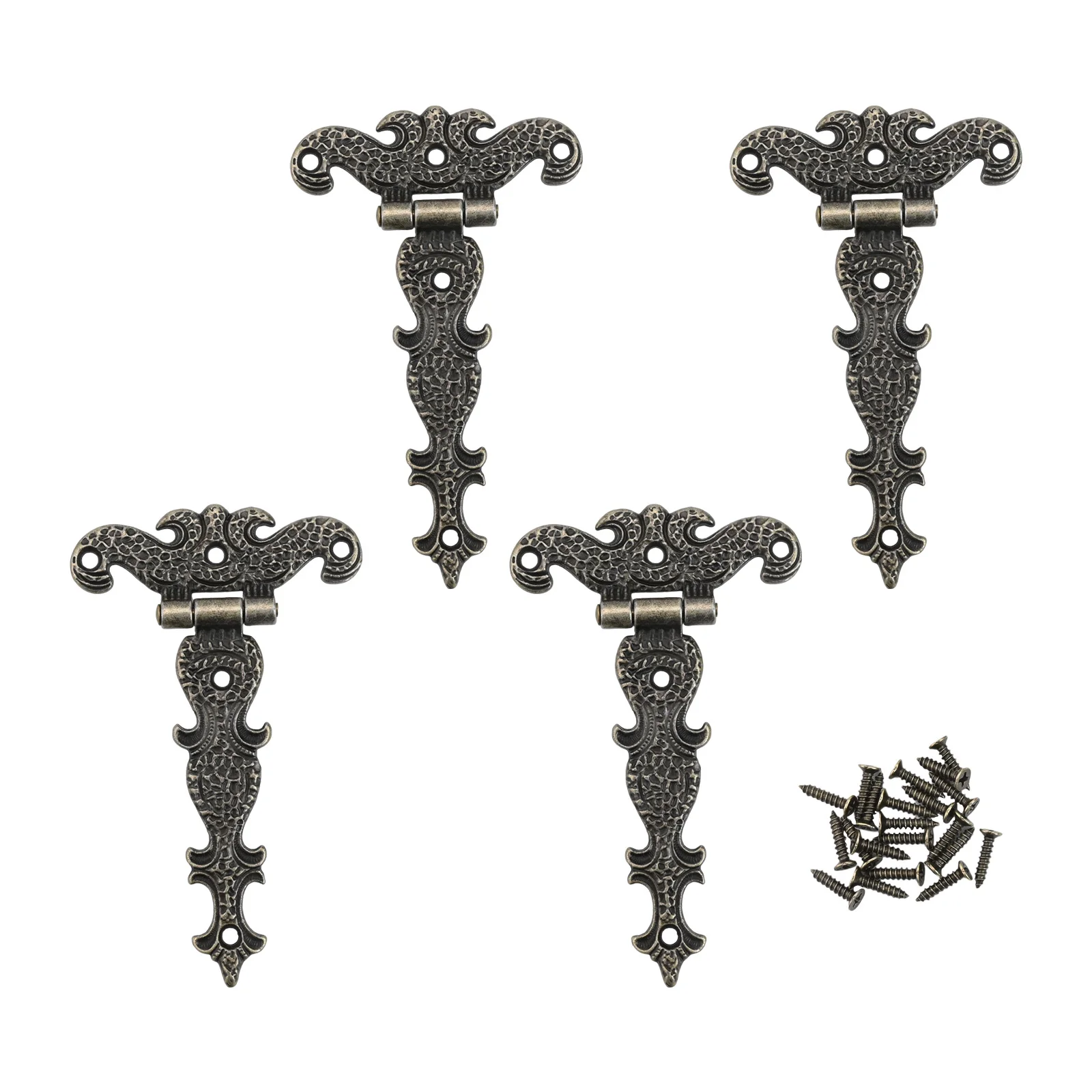 4PCS Vintage Heavy Duty Zinc Alloy Antique T-Hinges For Cabinets And Wooden Boxes Antique Box Bronze Hinge With Screw