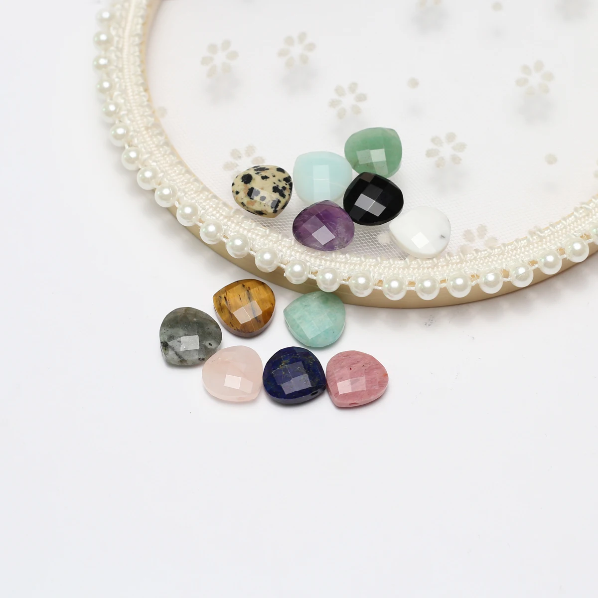 Natural Gemstones Stones Flat Cross Hole Cut Fat Droplets Fine Ladies Earring Pendants  Jewelry Making DIY Necklace Accessories image 4