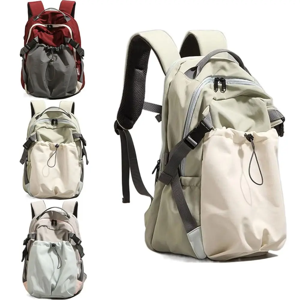 

Drawstring Vintage Workwear Backpack Large Capacity Adjustable Straps Unisex Rucksack Multifunctional Soft Nylon Knapsack Travel