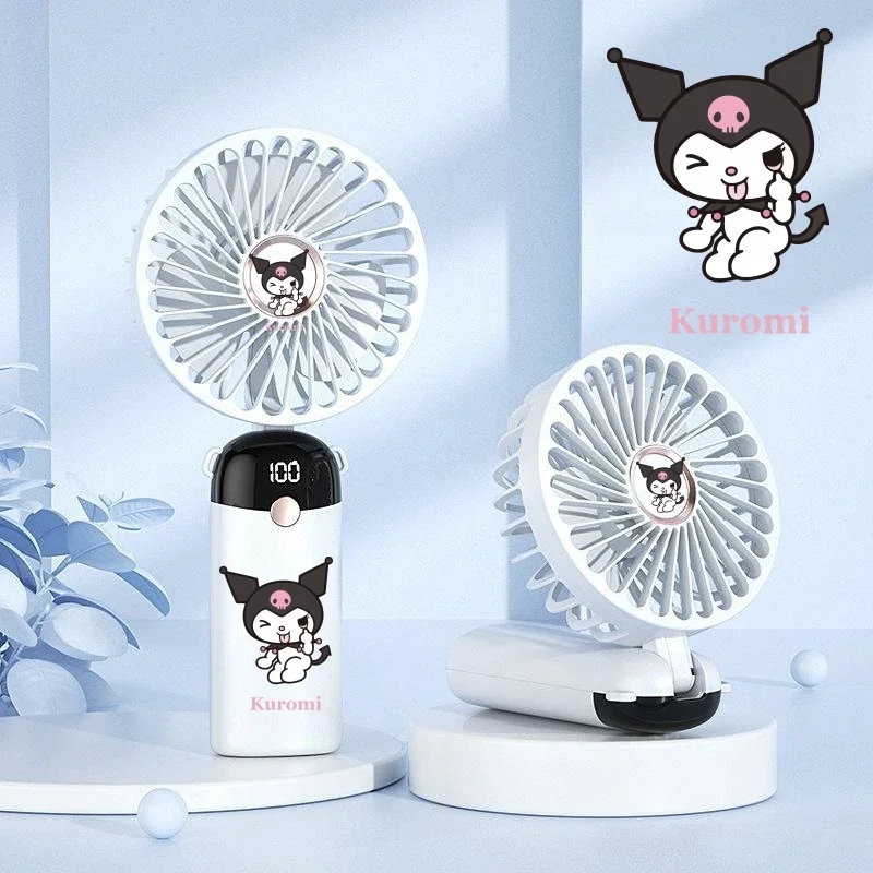 Miniso Kuromi Mini Fan Series, Figura Dos Desenhos Animados, Rotativa Kuromi Printing, Desktop Portátil, Portátil, Presente de Aniversário, Presentes