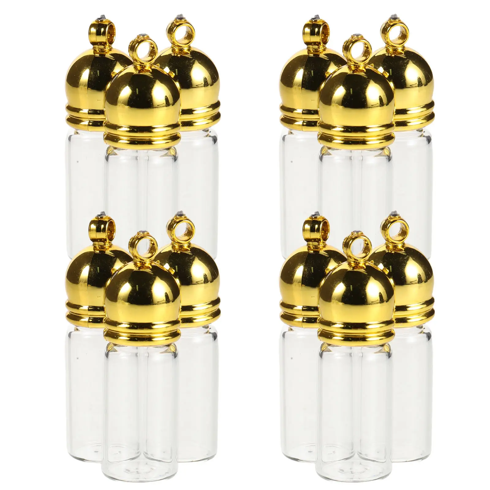 

12 шт. миниатюрных стеклянных флаконов-кулонов для духов, с завинчивающейся крышкой, многоразовые, для эфирных масел, для ожерелий, брелоков, украшений