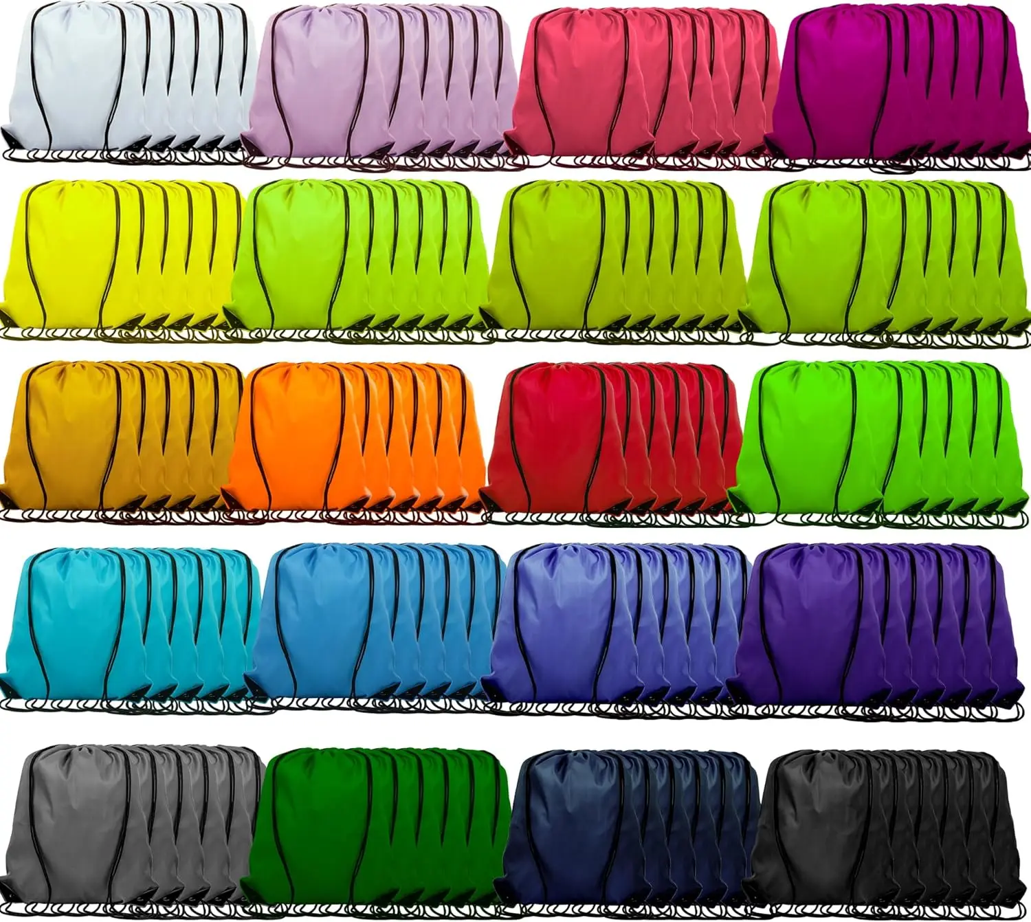 

Drawstring Backpack Bulk Sports Sackpack Gym Bag for Women Men Outdoor Hiking Camping 20 Colors 120 Pcs