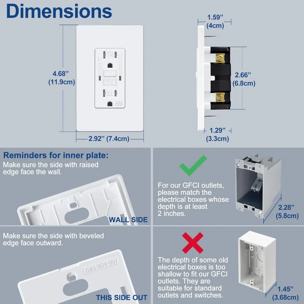 جديد - 30 قطعة بيضاء من منافذ GFCI 15 أمبير، مقاومة للطقس في الهواء الطلق (WR)، أوعية GFI ذاتية الاختبار مع مؤشر LED - الأكثر مبيعًا!