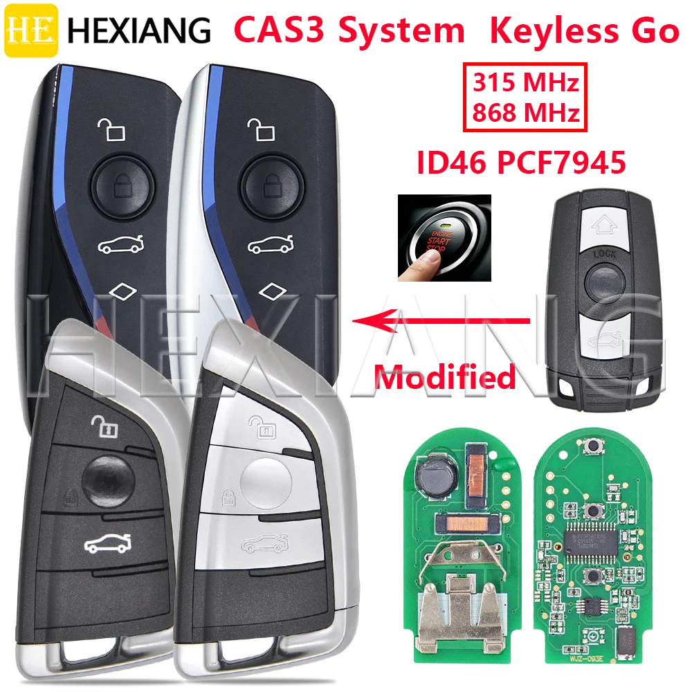 

Модифицированный бесключевой автомобильный пульт дистанционного управления HE 315/868 FSK ID46 PCF7945 CAS3 CAS3+ для BMW 1, 3, 5, 6, X5, X6, Z4, E90, E91, E92, E93, E60, E61, E70