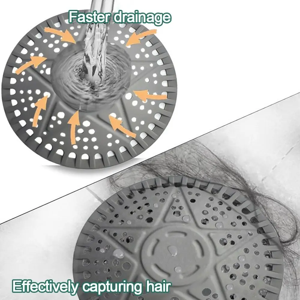Silicone Sewer Outfall Drain Filter Anti-blocking Hair Clean Up Sink Strainer Filter Round Shape Shower Drainage Protector