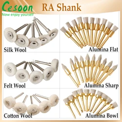 10Pcs Dental Polishing Brush Wool Felt Cotton Wheel Alumina Latch Flat Sharp Bowl Polisher Prophy RA 2.35mm Cup For Contra Angle