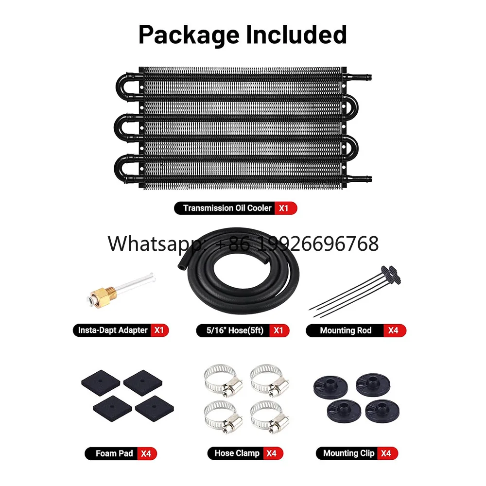 

Universal Aluminum Transmission Oil Cooler Kit-6/8/10 Row Intercooler for GM&More Automatic/Manual Transmission Cooling Radiator
