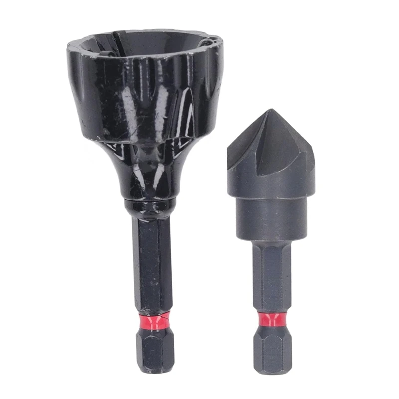 Deburring Chamfer Tool Set, 2PCS External Internal Rotary Deburring & Chamfer Tool, External Debur Coverage