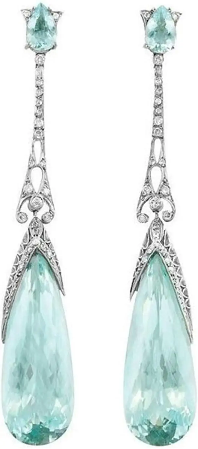 Drop Earrings Silver Dangle Earrings Crystal Pendant Earrings Hypoallergenic Jewelry Women