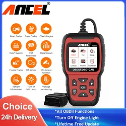 ANCEL AS500 Automotive Code Reader Turn Off MIL Live Data Stream EOBD Diagnostic Tool OBD Auto Scanner Multilingual Free Update