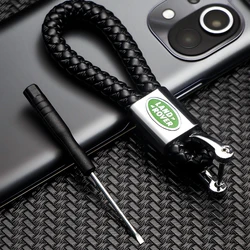 High Quality Shaped Leather Braided Custom Metal Rope Keychain Accessories For Land Rover Defender Discovery 2 3 4 Freelander