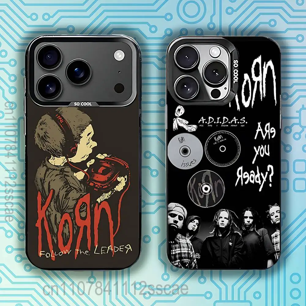 

Rock K-Korn Band Phone Case For iPhone 17,16,15,14,13,12,11,Pro,Max,Plus,E,Air,Mini Black Tpu IMD Cover