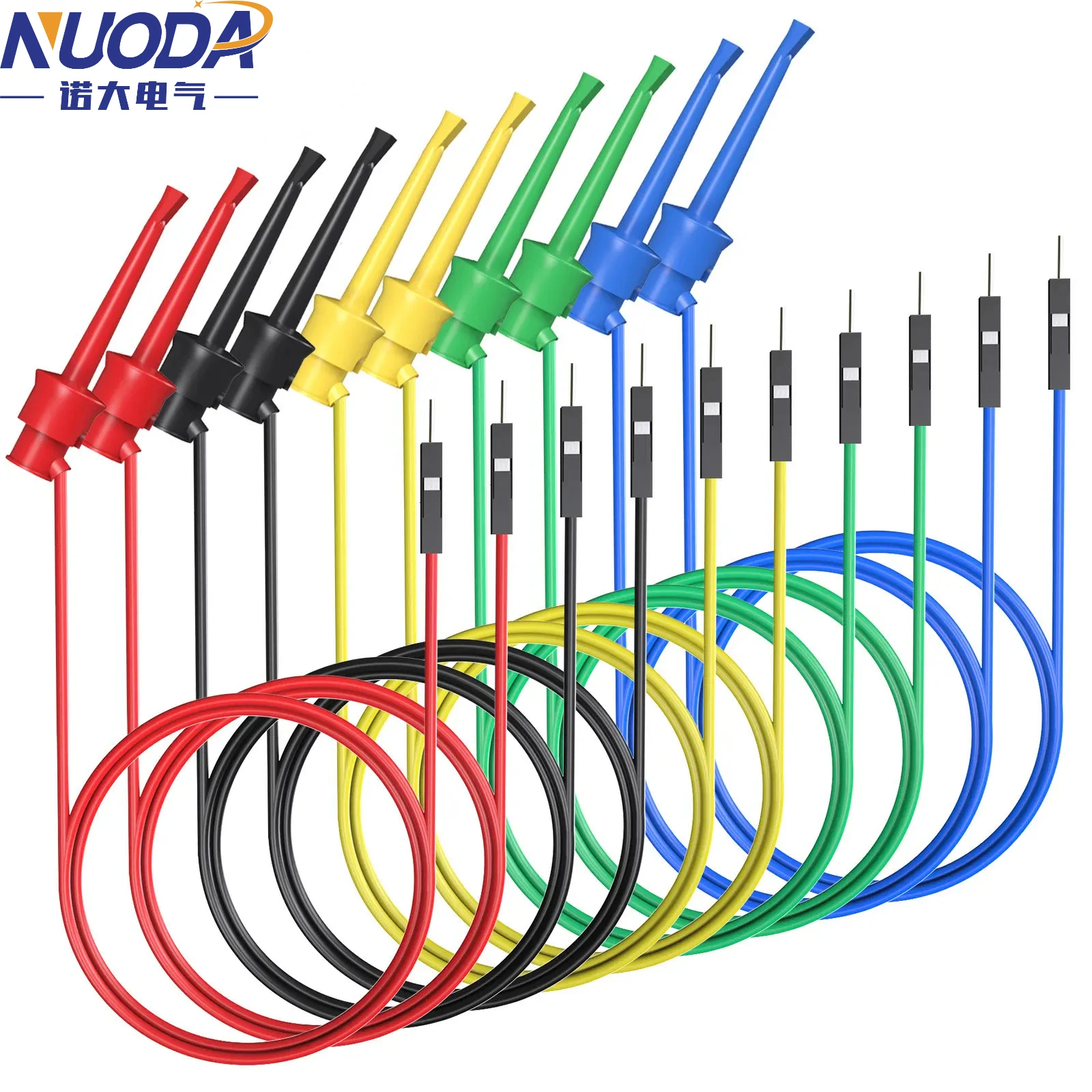 

10pcs Test Hook Clip to Dupont Male/Female Jumper Wire 26AWG Silicone Cable For Breadboard Oscilloscope Logic Analyzer