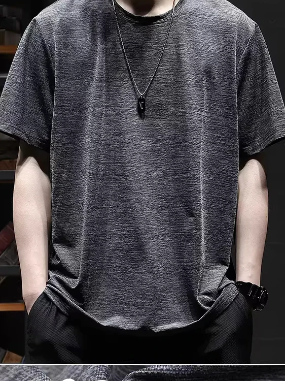 

Мужская летняя футболка Kazuki Kuraii Ice Silk, ультратонкая, быстросохнущая, спортивная, свободного кроя, с круглым вырезом, модная, с коротким рукавом.