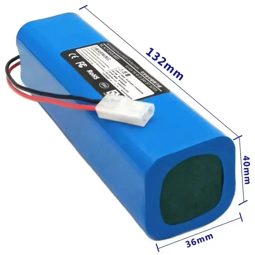 Hochdauer 12800 mAh 14,4 V Akku für ROEMO SYB2 Roboter-Staubsauger-Zubehör, austauschbarer Akku, Li-Ionen-Akku