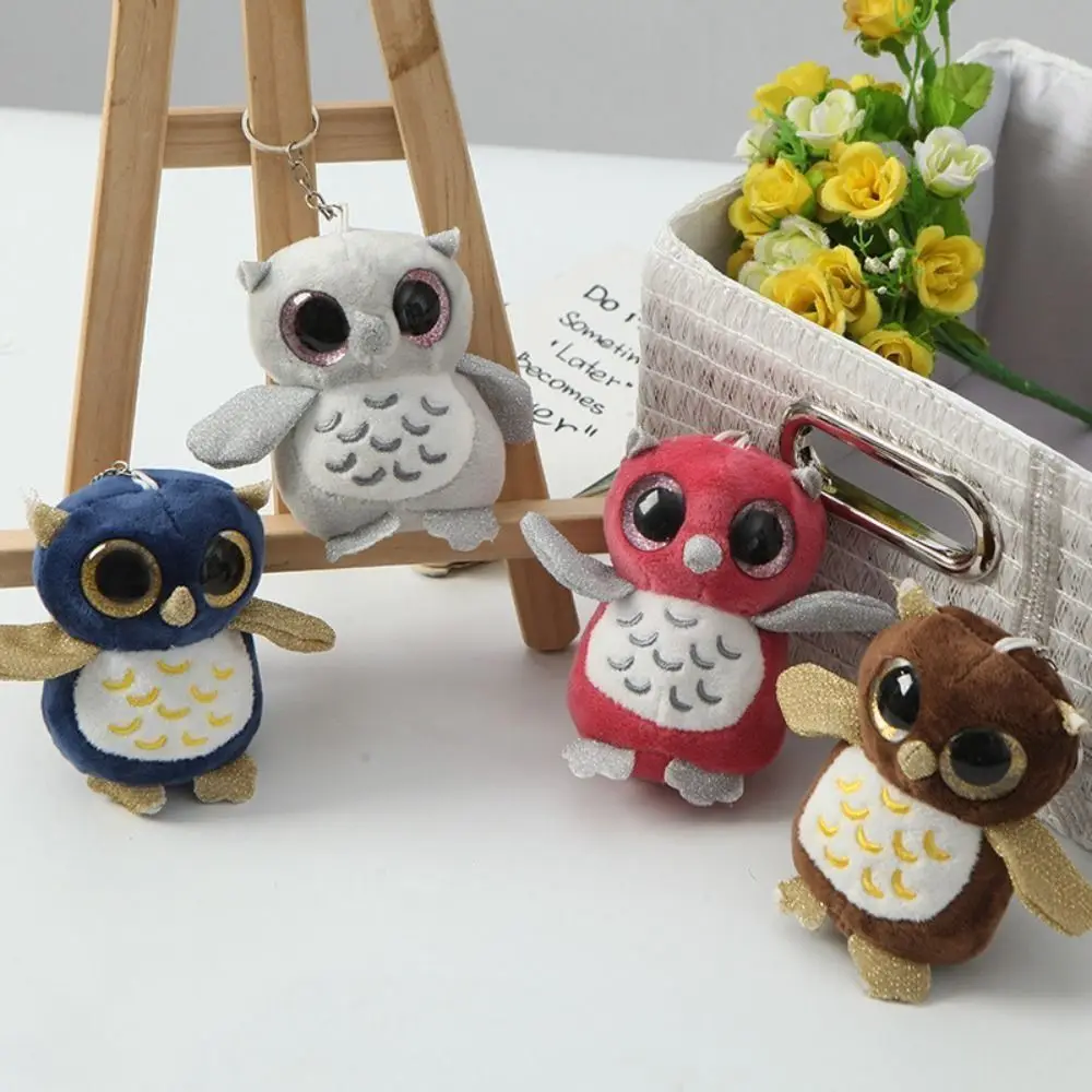 Novo pp algodão coruja chaveiro animal de pelúcia pingentes boneca dos desenhos animados brinquedo chaveiro