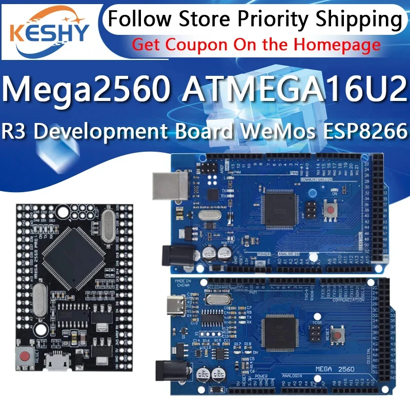 Mega2560 ATMEGA16U2/Pro Mini MEGA 2560 Mega + WiFi R3 ATmega2560 Chip CH340G Per Arduino Mega R3 Scheda di Sviluppo WeMos ESP8266
