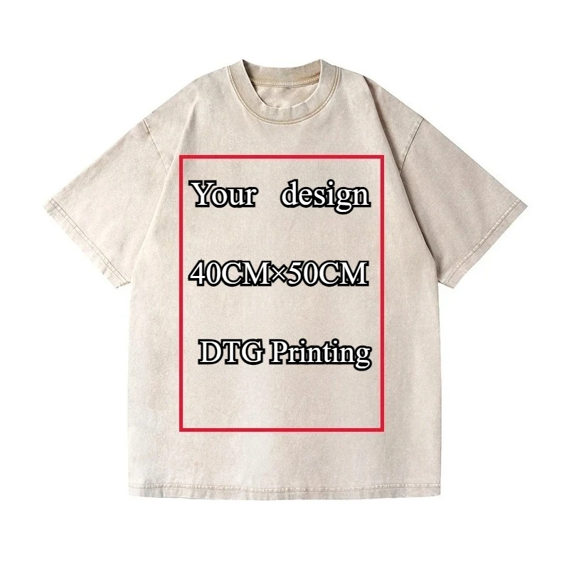

Летняя мужская футболка большого размера «сделай сам», винтажная стираная футболка в стиле хип-хоп, 100% хлопок, DTG с принтом, рабочая одежда на заказ