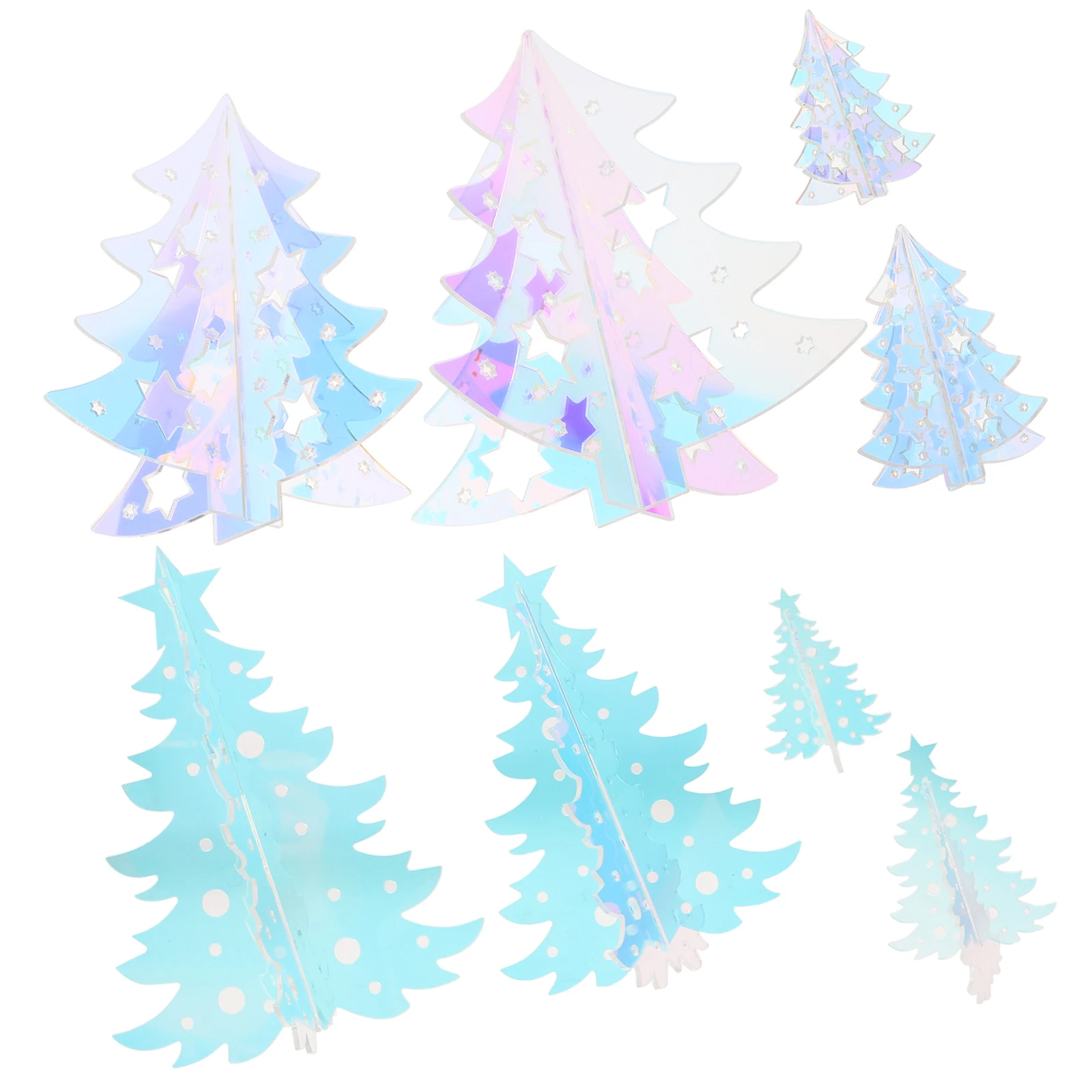 

8 Pcs Decor Fantasy Christmas Tree Decoration Acrylic Centerpiece Winter Party Window Tabletop Transparent Office