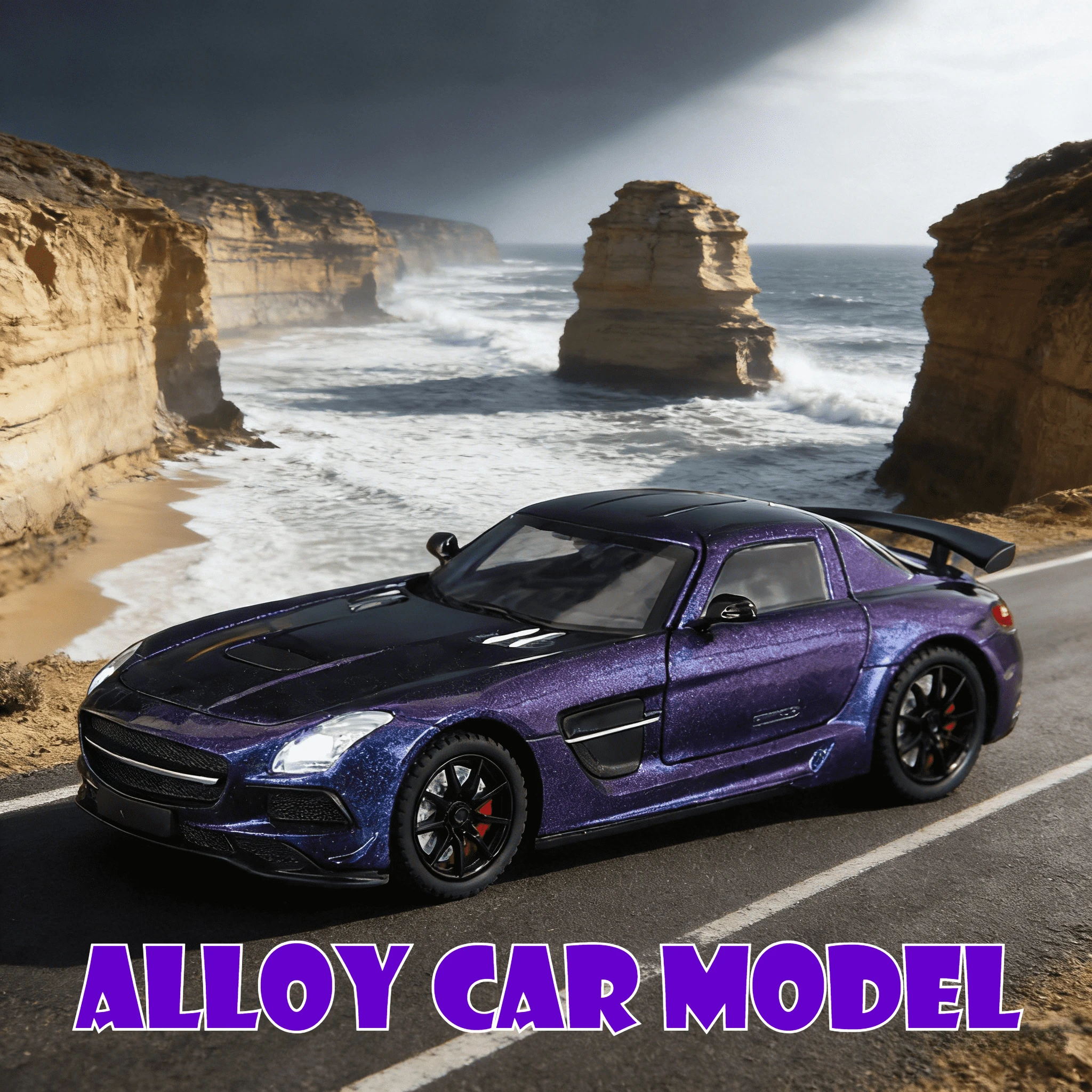 Para 1:24 Mercedes Benz SLR supercoche de aleación modelo puertas de decoración de coche y maletero del capó del motor se puede abrir para juguetes para niños