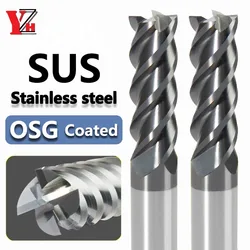 YZH OSG Coated HRC70/HRC75 End Mill Special For Stainless Steel High Hardness 4 Flute CNC Diameter 1-20mm 1.5-11.5mm