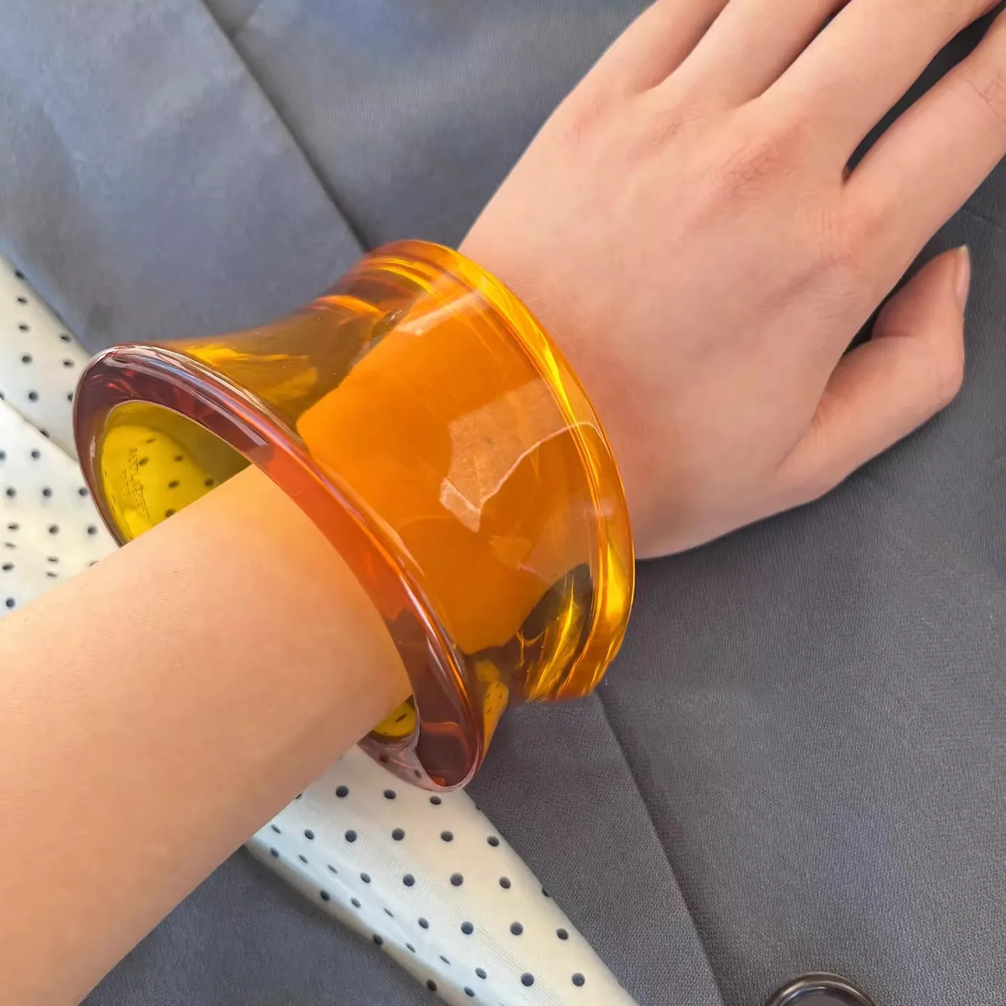 

Vintage Irregular Acrylic Resin Open Bangles For Women Trendy Exaggerated Geometric Chunky Charm Bracelets Party Jewelry