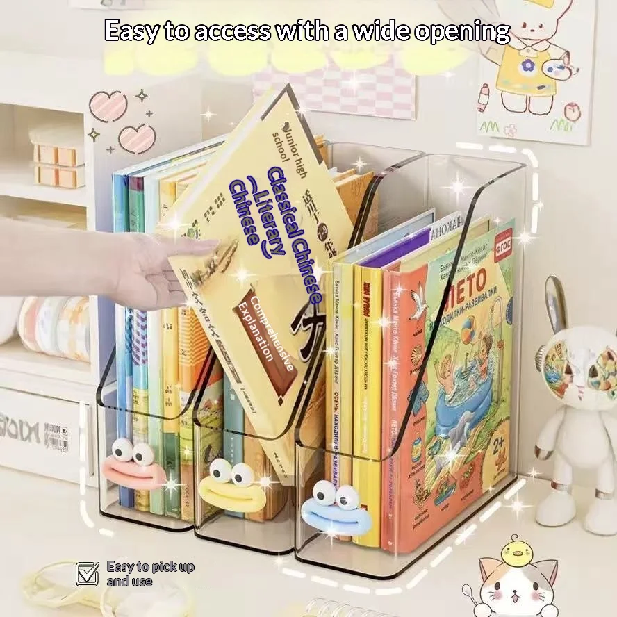 Transparent desktop file organizer, bookshelf, book stand, table shelf, office acrylic A4 paper sorting box image 3