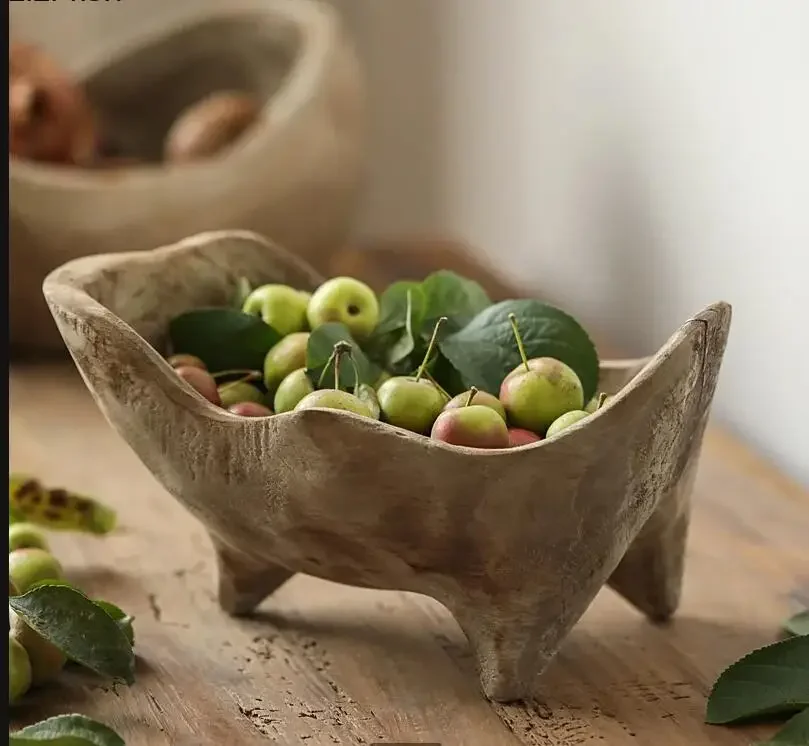

Wooden Plate with Feet Fruit Bread Plates Cake Pan Refreshment Tray Snack Candy Trays Dessert Storage