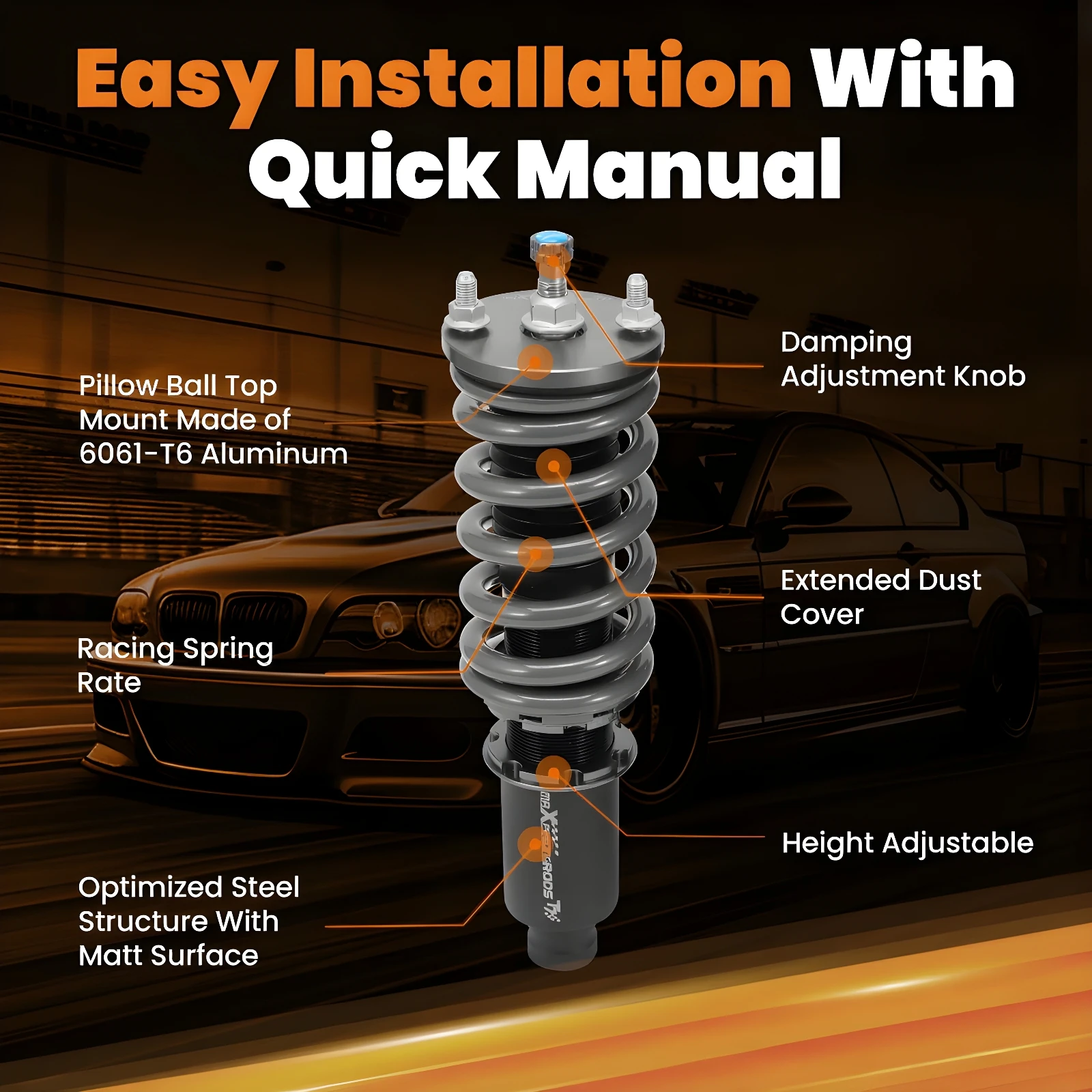 Maxpeedingrods T7 Coilovers Struts Shocks Kit For Honda CR-X 1988-1991 ED EE EF For Honda Civic 1996-2000 EJ EK EM