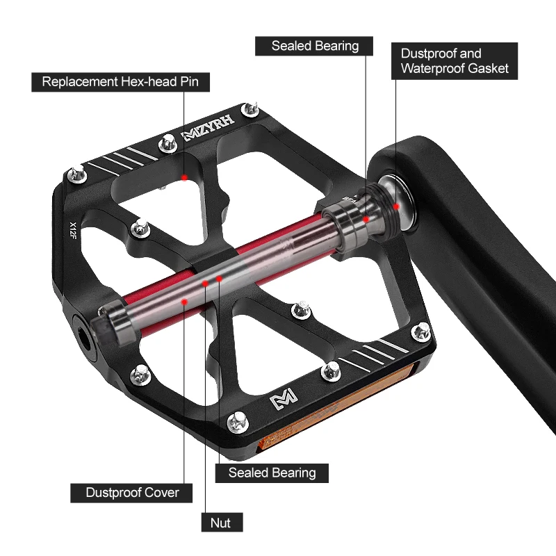 Reflective Bicycle Pedal 3 Bearings Non-Slip MTB Pedals Aluminum Alloy Flat Applicable Waterproof Bicycle parts